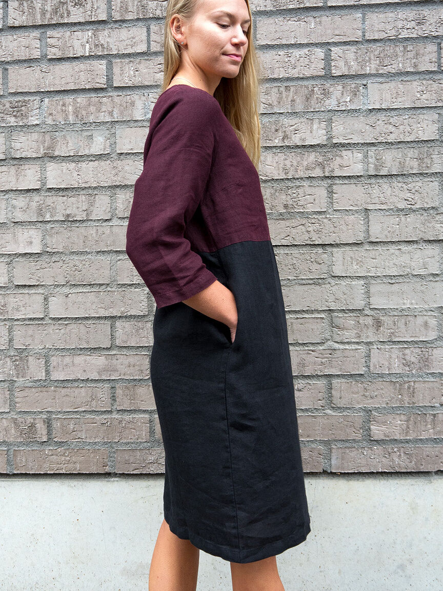 Cuosi Ada pellavamekko, Burgundi/musta