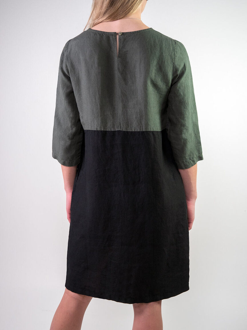 Cuosi Ada pellavamekko, Tummanvihreä/musta